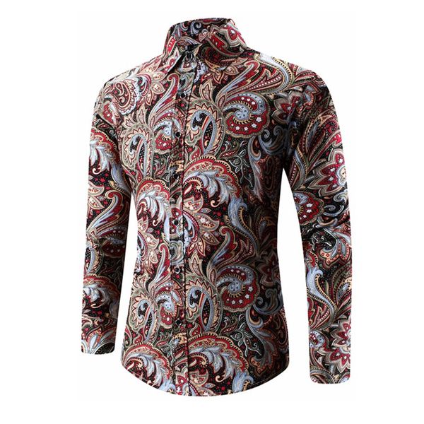 

2017 spring autumn medusa shirt men's floral print shirt plus size long sleeve men vintage shirts 5xl chemise homme, White;black