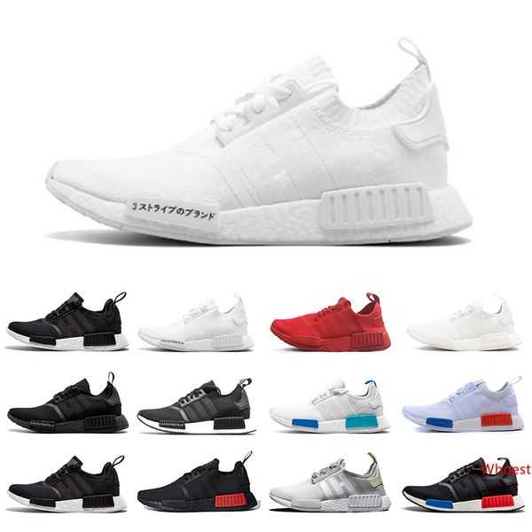 

2019 designer fashgion r1 runner running shoes mens women shoes japan triple white black og bred cream blue trainers sneaker shoes size36-45