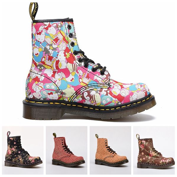 

2020 uk classic martin boots 1460 outdoor boots ankle winter snow boots peony cartoon women mens fashion designer shoes, White;red