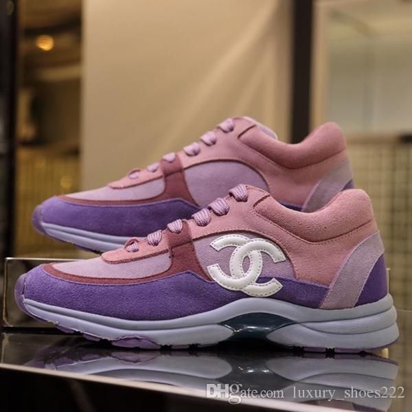 

new arrival 2019 mens suede calfskin sneakers fashion brand designer women shoes low sneakers outdoor running shoes trainers with