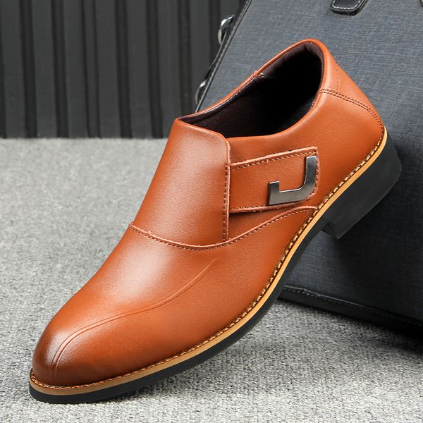 

leather men shoes fashion casual pointed formal business male wedding dress flats sneakers nice tide chaussure homme, Black