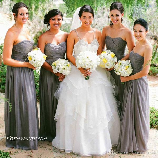 

2019 dark grey chiffon bridesmaid dress a line sleeveless backless long formal maid of honor gown plus size custom made, White;pink