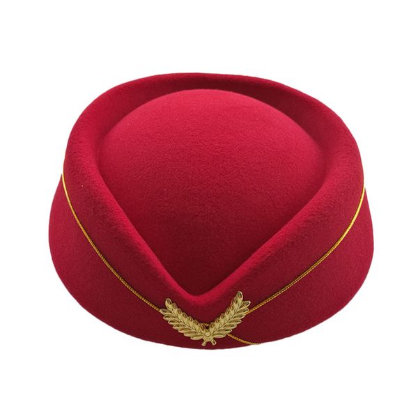 

autumn winter airline stewardess cap imitation wool uniform plane stewardess cap cosplay stage perform women ladies fea889, Blue;gray