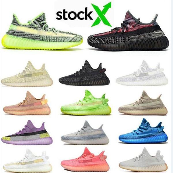 

2020 big 46-48 kanye west v2 running shoes men women reflective triple black static reflective cloud white citrin zebra bred stock x