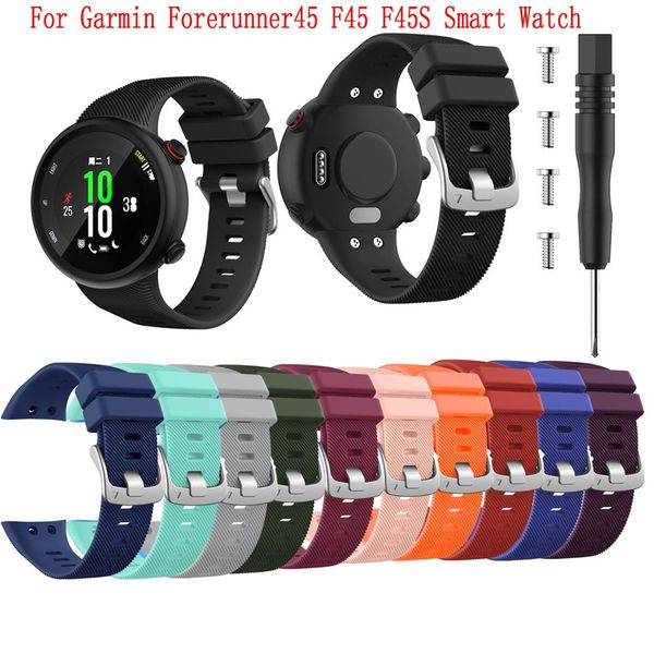 

new sports watch band soft silicone wrist band strap for garmin forerunner45 f45 f45s smart watch replacement strap dropshipping, Black;brown