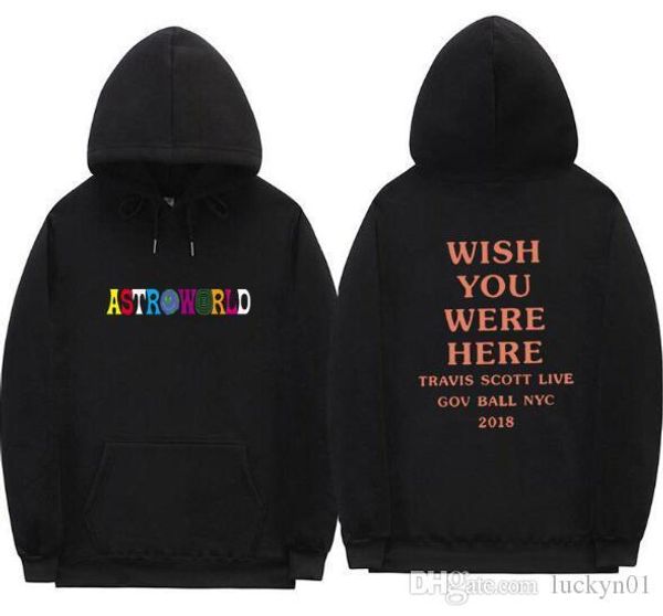 

rapper travis scott astroworld designer hip hop hoodies casual hooded sweatshirts male printed high street pullover, Black