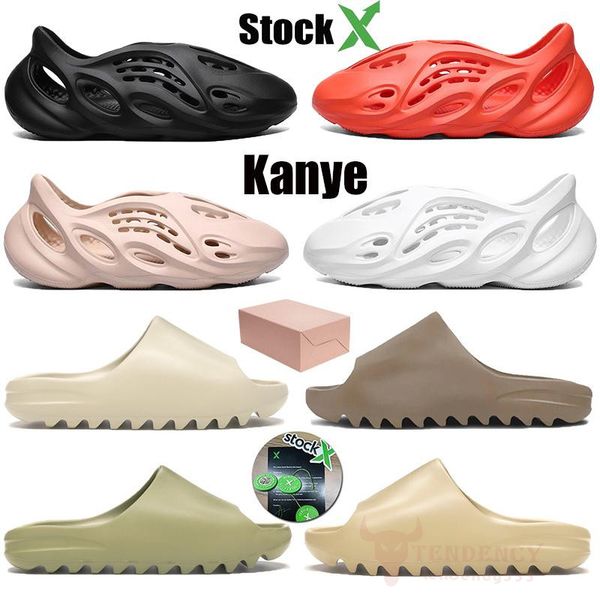 

stockx kanye west slipper men women slide bone earth brown desert sand slide resin designer shoes sandals foam runner size 36-45, Black