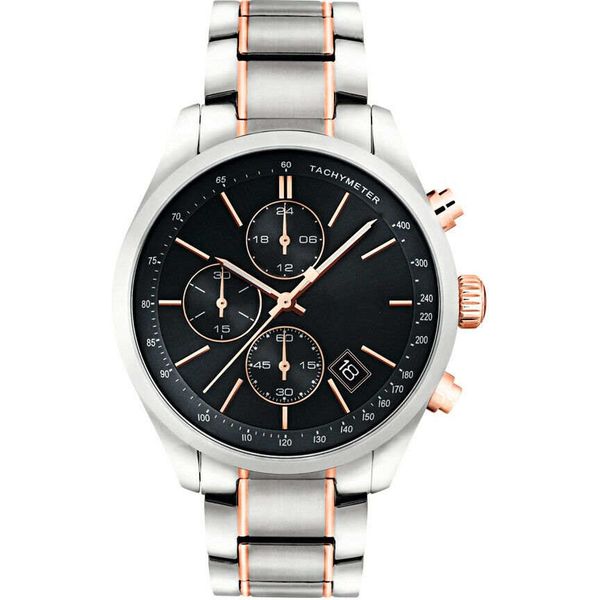 

1513473+1513477+1513478 black face chronograph men's watch, Slivery;brown