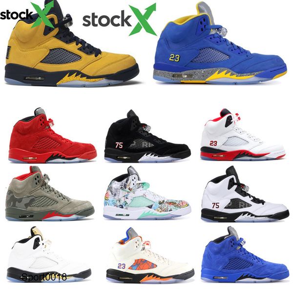 

2020 jumpman 5 island green wings jordon basketball shoes red blue sued desert black white grape white cement men sports sneakers designer