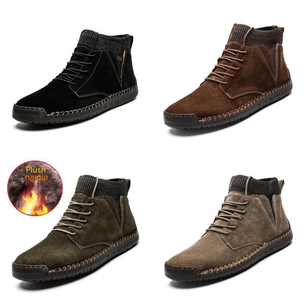 

vancat brand winter men ankle boots quality leather shoes warm men's snow boots winter shoes fur men's boots shoes size 38-48, Black