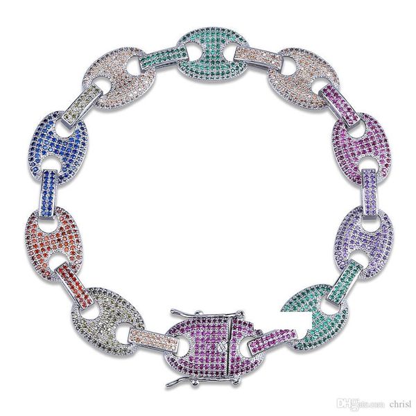 

hip hop bling браслет медь золото серебро цвет iced out micro pave multicolor браслеты шарма для мужчин подарки 7 8 дюймов, Black