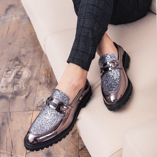 

british korean version of the tide men leisure sequins personality pointy small leather shoes catch-foot pedaling lazy shoes youth hair styl, Black
