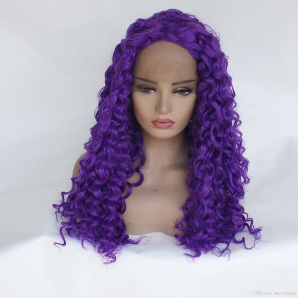 African Deep Wave Small Curly Female Front Lace Purple Roll Wavy