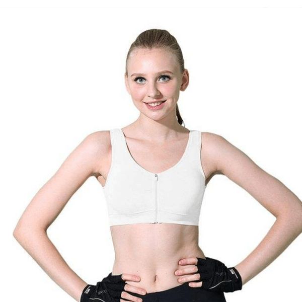 

women's front zipper non-steel ring sports brassiere-seemless sports underwear comfortable and breathable, White;black