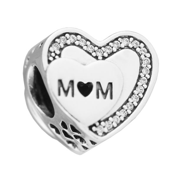 

дань уважения маме clear cz 2017 день матери 100% стерлингового серебра 925 бисера fit pandora браслет подлинный шарм мода ювелирные изделия, Black