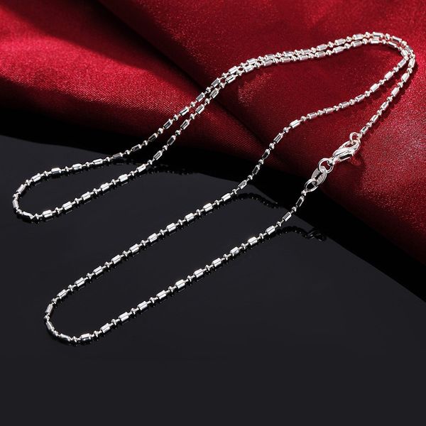 

925 stamped silver plated round bead ball chain necklace 16-30 inch for women men fashion party costume jewelry festive gift