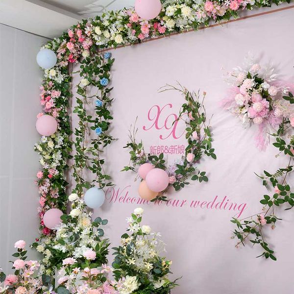

50/100cm wedding flowers wall arranging arch stage scene layout window p silk artificial flower row for party home decor