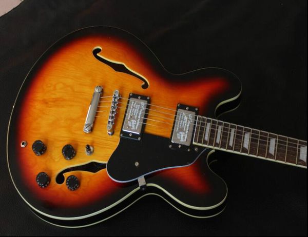 

f-hole semi-hollow jazz electric guitar g джазовая гитара на закате, корпус из красного дерева, поддержка пользовательских бесплатная достав