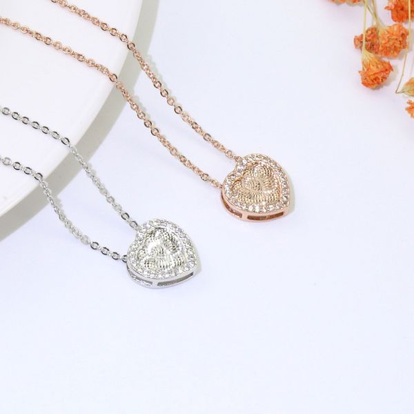 

2019 new fashion 925 sterling silver rhinestone heart pnedant necklaces for woman jewelry