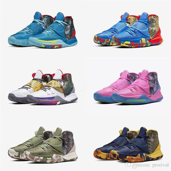 

wholesale kyrie 6 designer sneaker pre-heat nyc la shanghai beijing guangzhou miami houston heal the world 6s basketbal sports shoes 7-12