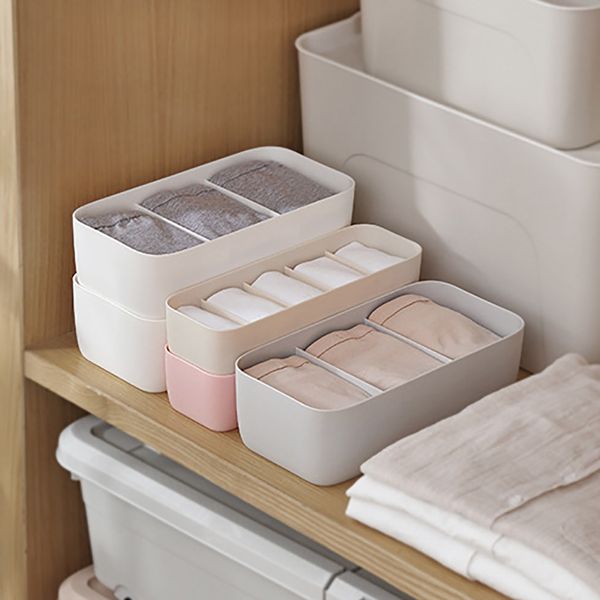 

3 cells separate underwear sock panties storage box organizer classification box plastic sundries organizer drawer storage