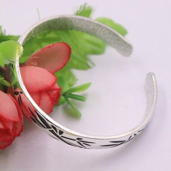 

new pure 999 fine silver 8mm bamboo joint 55-60mm 27.21g, Golden;silver