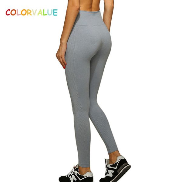 

colorvalue high flexible solid yoga leggings women push up seamless sport workout leggings anti-sweat comfortable gym, White;red