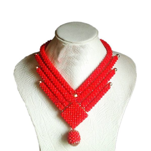 

4ujewelry wedding jewelry sets red heart african style women jewellery set with a ball in the middle for party / casual 2019 new, Slivery;golden