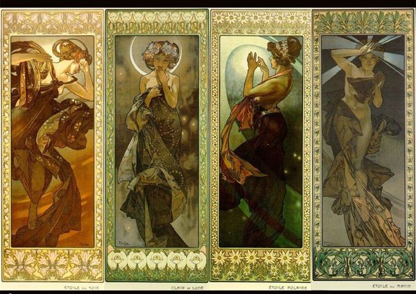 

альфонс мария муча луна и звезды главная wall art decor ручная роспись hd печать маслом на холсте wall art холст картины 190830