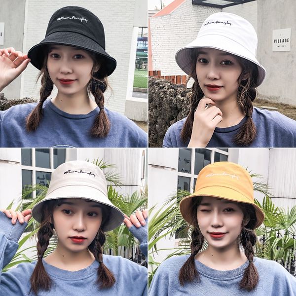 

9ne04 female summer all-match fisherman bucket bucket embroidered fisherman hat student smiling face embroidery male sunscreen cute leisure, Blue;gray