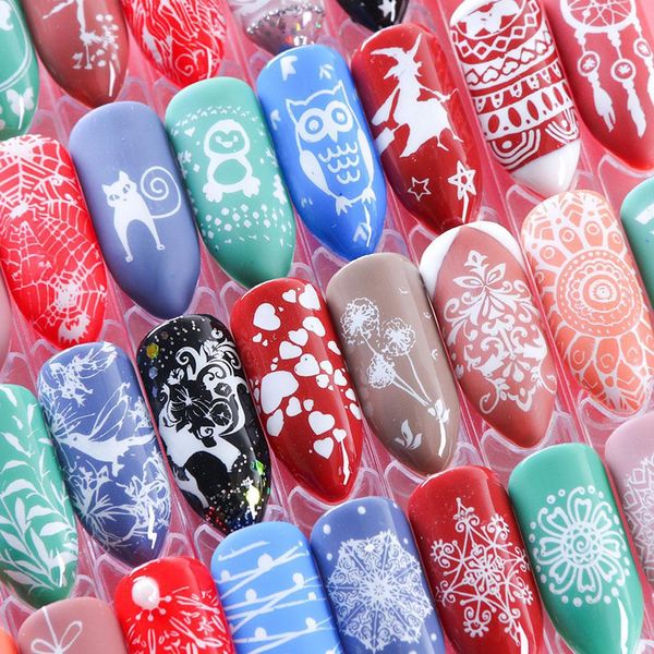 

stamping plates nail art dream catcher lace flower patterns nail polish transfer stencils manicure image stencil accessories, White