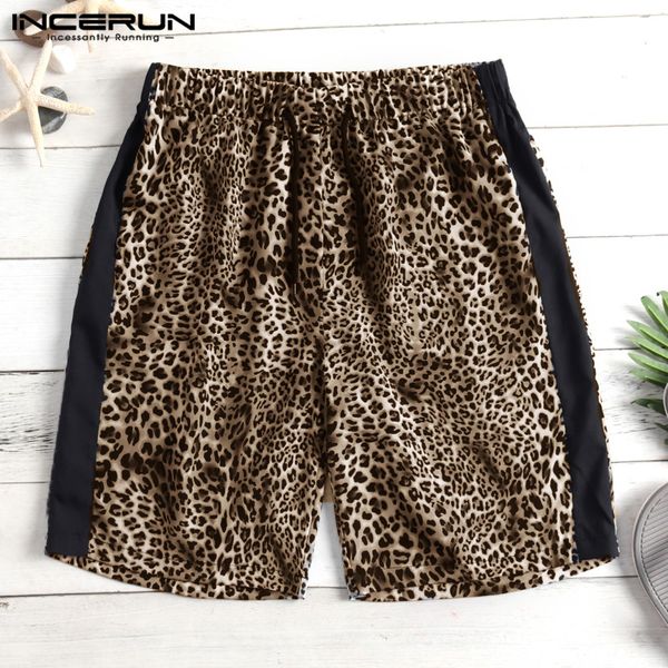 

2019 hiphop shorts fashion shorts leopard men knee-length loose joggers loose patchwork male harajuku masculina, White;black