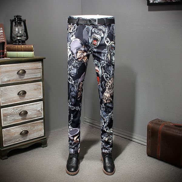 

дизайнер мода печать мужчин брюки модные стильные мужские брюки публики и в игру вступает мужская повседневная панталон пуловер приталенный, Black