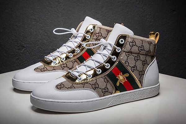 

Men hoe brand xx 13 gucci ca ual neaker high white rubber popular italian italy ummer kate hip hop bee walking trainer, Black