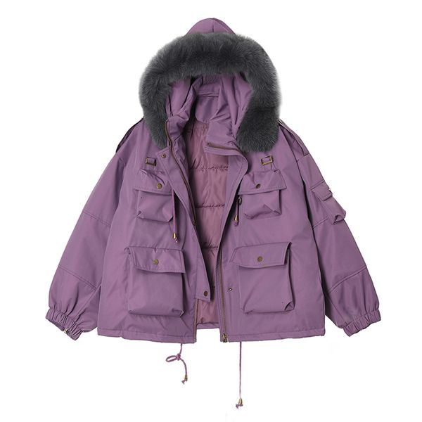 

loose fit big size pocket down jacket new hooded long sleeve warm women parkas fashion tide autumn winter 2019 1m459, Black