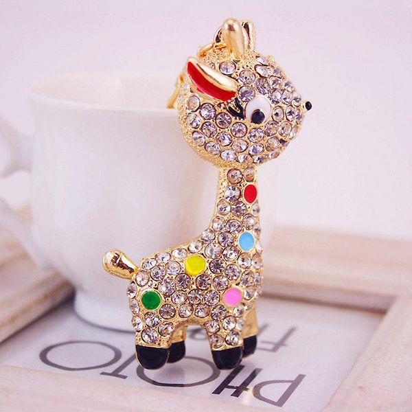 

fashion- keychain enamel alloy rhinestone crystal oil drop cute animal pendant lobster clasp car key chains fashion keys ring handbag, Slivery;golden