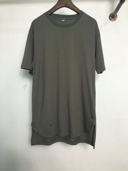 

high street твердая футболка мужчины хип-хоп рэппер tee сыпучие пары tops нерегулярные хем crew neck летняя футболка, White;black