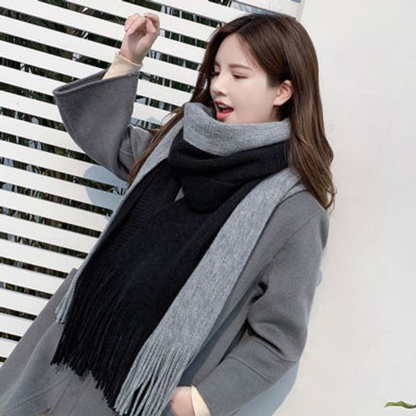 

2019 idol drama wind autumn winter edition of cashmere - proof scarf female lovers thickened scarf, Blue;gray