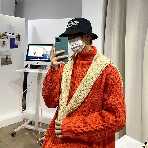 

2019 осень и зима новый стиль высокий поворотный воротник пуловер мода повседневная сплошной цвет толстый модный свитер бежевый зеленый / кр, White;black