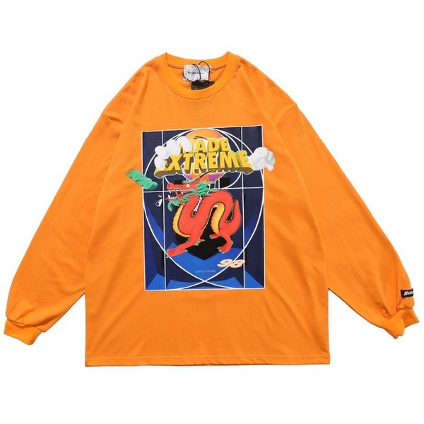 

loong printed t shirts 2020 streetwear oversize hip hop tees shirts casual orange long sleeve shirts, White;black