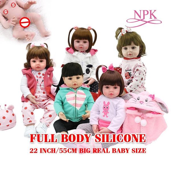 

big real baby size 55cm full body soft silicone reborn toddler girl princess doll bath doll toy bonecas girl menina de silicone y191211