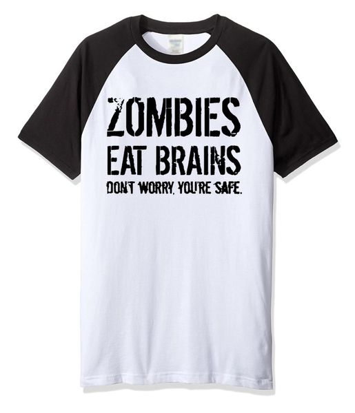 

men's t-shirts zombies eat brains 2019 summer fashion brand-clothing raglan t shirt sportswear t-shirt homme shirt men tee, White;black