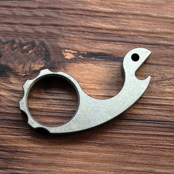 

titanium tc4 cnc ti snail knuckle duster edc emergency hammer stone washed surface with bottle opener outdoor personal self-defense tool