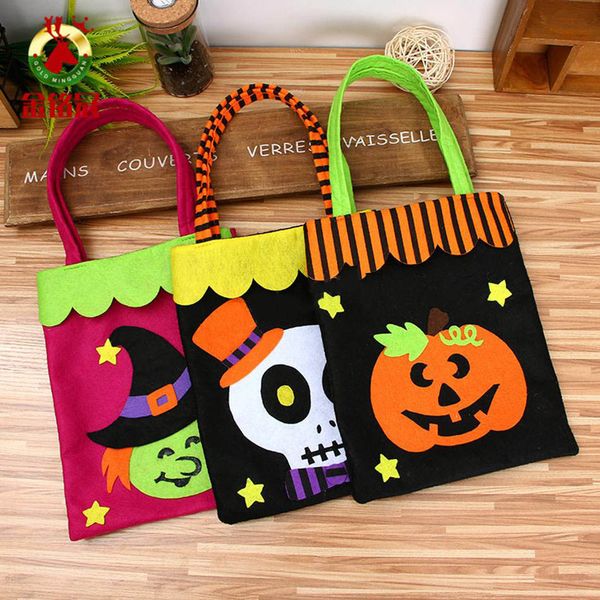 

halloween bag pumpkin masquerade party non-woven cloth shopping bag skull print ghost storage bag kids candy gift handbag an2579