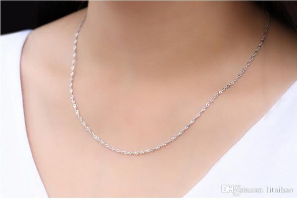 

30 pieces/lot fashion jewelry 925 sterling silver necklaces water wave chain safety without stimulation fade necklaces length 18 inch 1.5 mm
