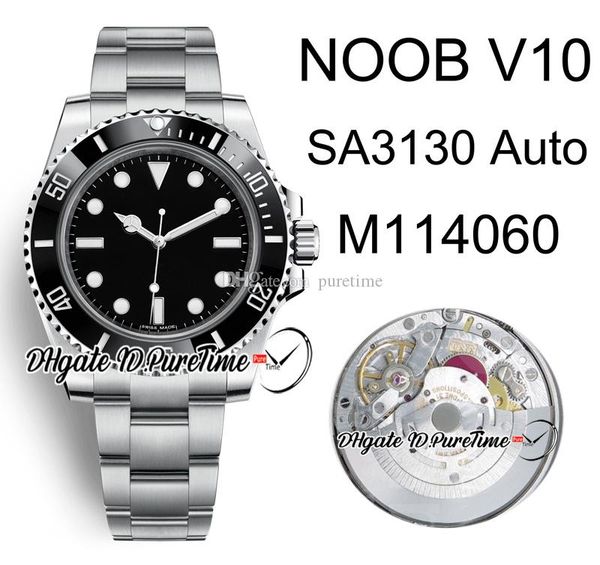 

2020 N V10 SA3130 автоматический керамический безель черный циферблат мужские часы Best Edition 114060 No Date 904L стальной устричный браслет Puretime Watches h8