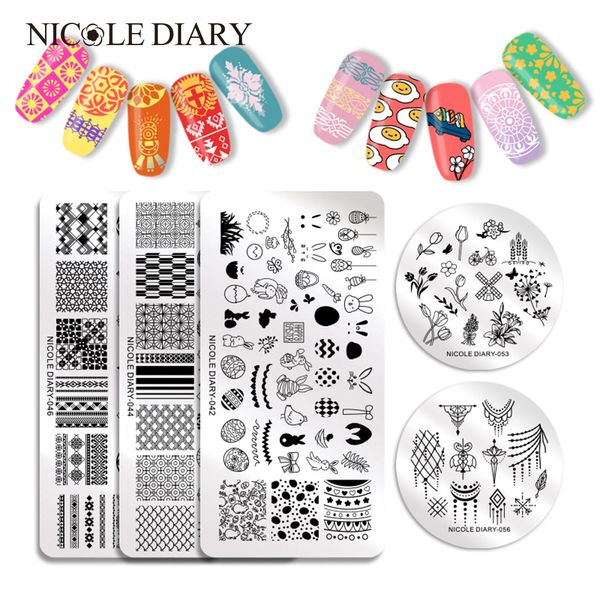 

nicole diary valentine's day nail stamping plate flower nail art stamp image template diy plate print stencil, White