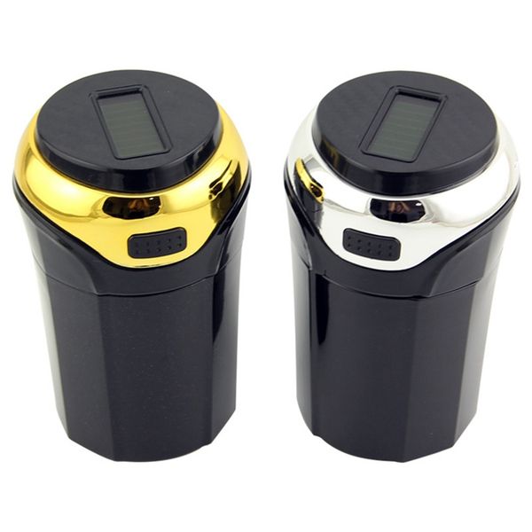 

rechargeable solar energy car led ashtray car trash can removable cigarette lighter led light for cup holder