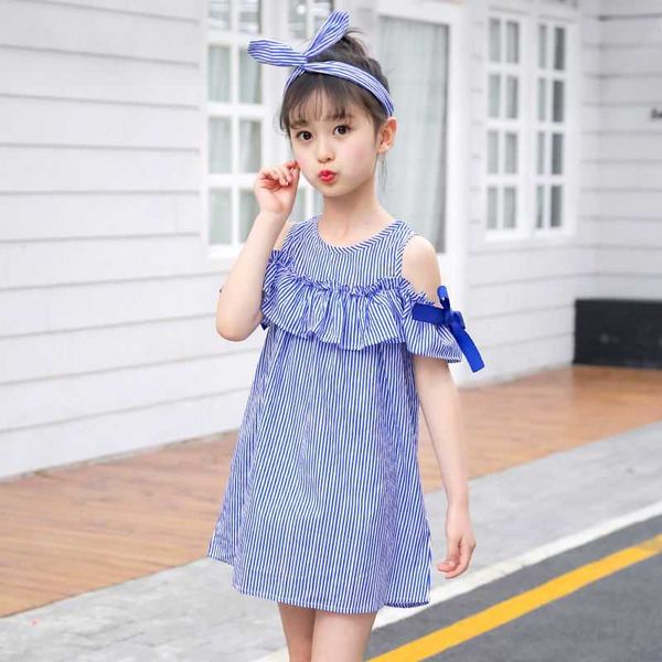 

girl's dresses baby girls summer dress sleeveless blue striped ruffles princess for girl size 1 2 3 4 5 6 year children clothing cute, Red;yellow