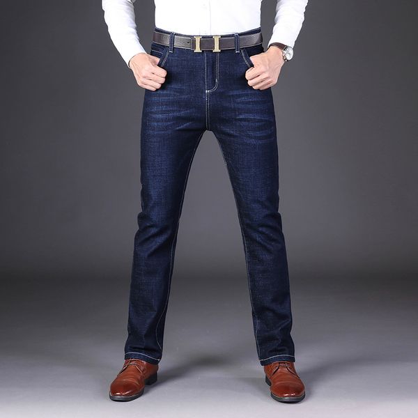 

2019 new autumn winter new men's straight casual jeans fashion denim trousers male pant blue plus big size 29-42